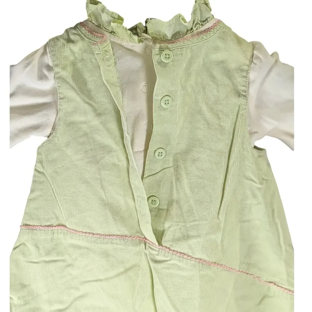 Gymboree 3-6 Months Bunny Corduroy Jumper Dress Outfit Easter Spring Baby Girl